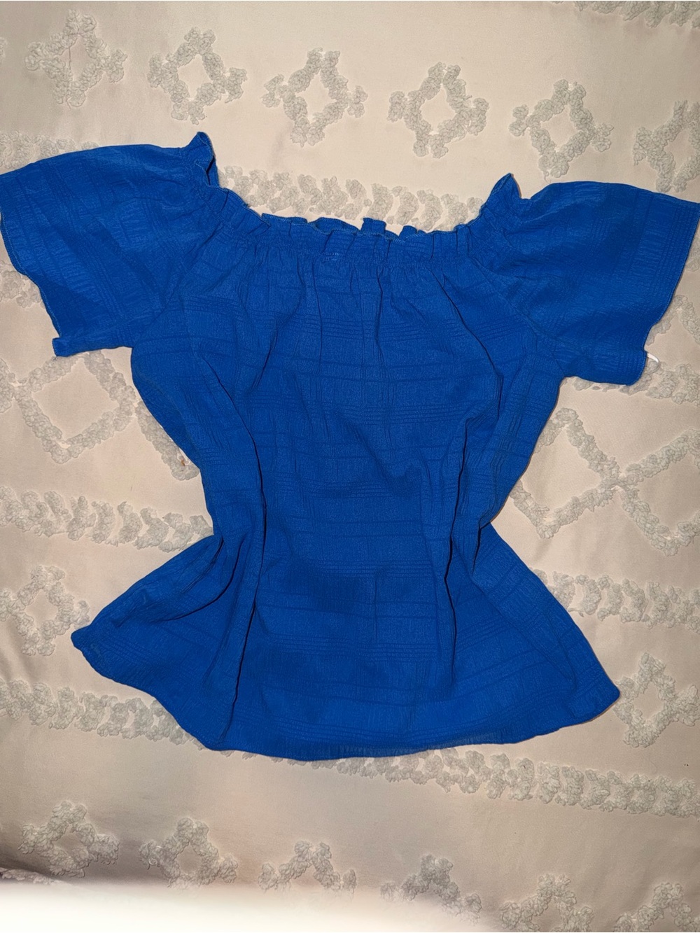 Women’s Cobalt Blue Off-Shoulder Ruffled Blouse